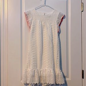 White laced, coral trim